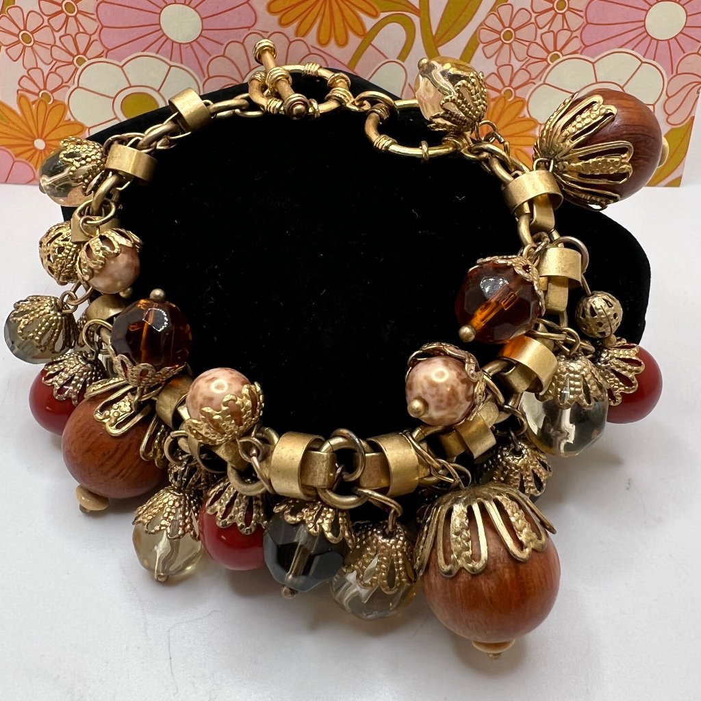 Matte Gold Earth Tones Cha-Cha Toggle Bracelet 29$
